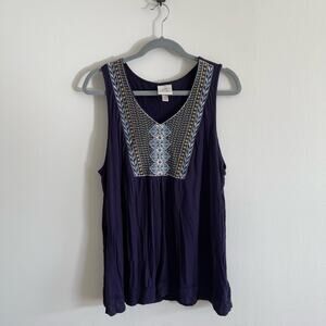 NWOT Women's XXL Knox Rose Sleeveless Embroidered Top